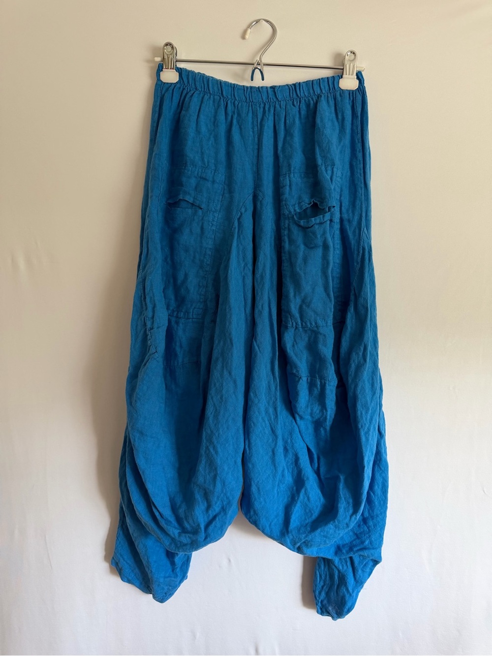NT by Amati Blue Harem Pants Made in Italy One Size 100% Linen